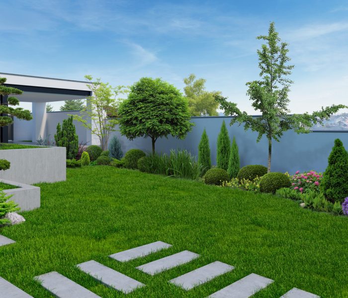 Example of decorating and grouping plants, nature scene